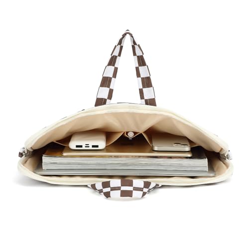 canvaslife Waterproof Pattern Resistant Laptop Shoulder Messenger Bag for Pro 16 inch and 15.6 inch-16 inch Laptop (brown Checker) - color: Brown Checker