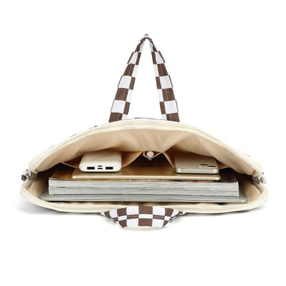 canvaslife Waterproof Pattern Resistant Laptop Shoulder Messenger Bag for Pro 16 inch and 15.6 inch-16 inch Laptop (brown Checker) - color: Brown Checker