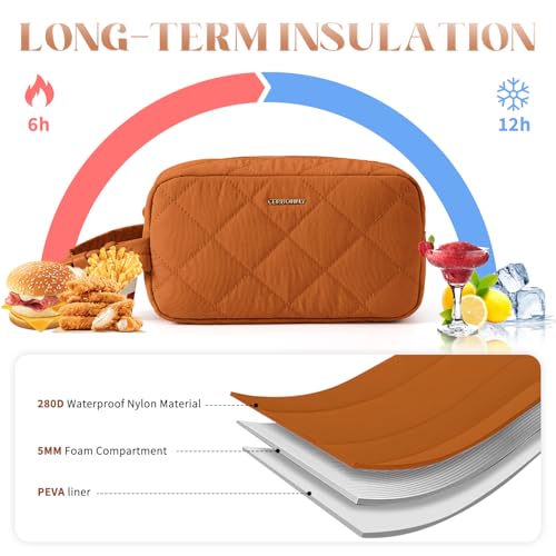 Small Cooler Bag Freezable Lunch Bag for Work School Travel,Small Lunch Bag,insulated snack bag,Mini Cooler,Lunch bag small Fit For Yogurt（Caramel） - color: S-Caramel