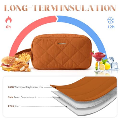 Small Cooler Bag Freezable Lunch Bag for Work School Travel,Small Lunch Bag,insulated snack bag,Mini Cooler,Lunch bag small Fit For Yogurt（Caramel） - color: S-Caramel