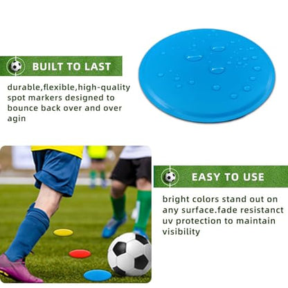 Poly Spot Markers 4inch/9 inch Non-Slip Rubber Agility Markers Flat Field Cones Floor Dots for Football, Soccer, Basketball Training Markers, School Activities, Exercise Drills, Social Distancing - style: 4 inch 36Pcs(Blue)