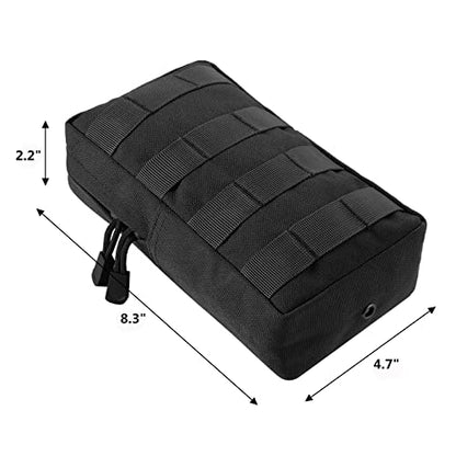 FRTKK 2 Pack Molle Pouches - Tactical Compact Water-Resistant EDC Pouch Bag Small Utility Pouch - color: 2 Pack-Black 3