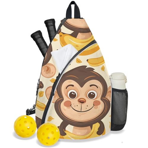 Pickleball Bag for Women Men Adjustable Crossbody Sling Backpack Hold Pickleball Paddle Water Bottle - color: Multicolor 2
