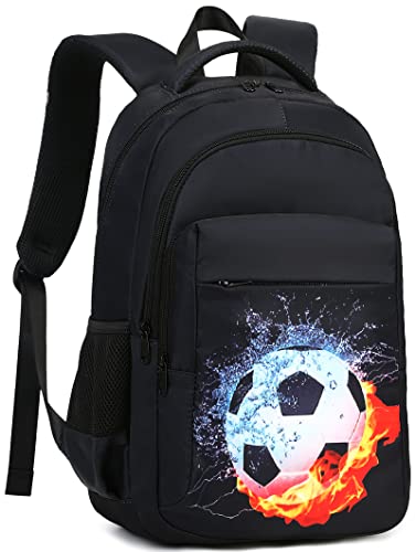 LEDAOU Girls Boys Backpack with Lunch Box, 3-Piece School Bookbag Set - color: Soccer Black