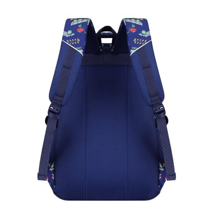 MYGOO Boys School Backpack Euclid Truck Blue Bookbag for Elementary Middle School Ages 5-12, 17 inch Large Capacity 24L Kids Student Travel Bags - color: Euclid Truck Blue