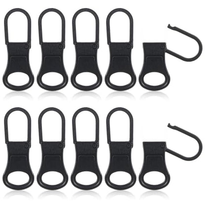 10 PCS Metal Zipper Pull Replacement, Detachable Replacement Zipper Pull Tab Zippers Repair Kit Zippers Clips for Jackets, Jeans, Backpacks, Boots, Purses, Coat, Pants, Suitcase, Purses, Small Holes