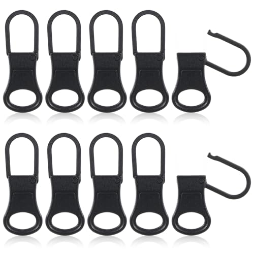 10 PCS Metal Zipper Pull Replacement, Detachable Replacement Zipper Pull Tab Zippers Repair Kit Zippers Clips for Jackets, Jeans, Backpacks, Boots, Purses, Coat, Pants, Suitcase, Purses, Small Holes