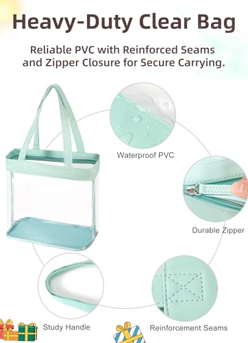 Clear Tote Bag Stadium Approved 12x6x12 12x12x6 Clear Bag for Stadium Events 12 x6 x12 Transparent Purse 12 x 6 x 12 - color: Green