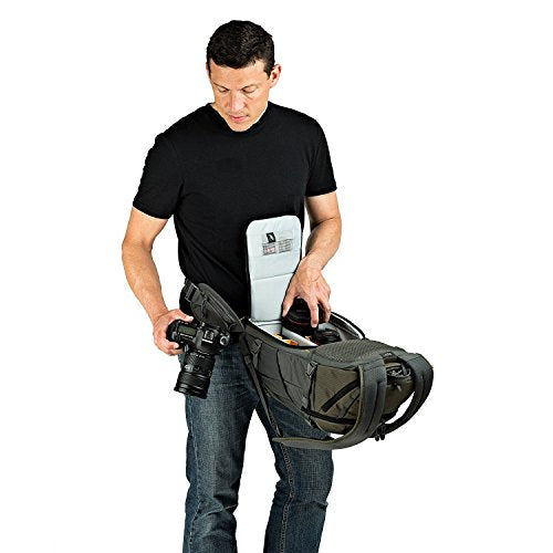 Lowepro LP37015-PWW, Flipside Trek BP 350 AW Backpack for Camera, Stores DSLR with Lens Attached, Extra Lenses, Tripod, 10 Inch Tablet Grey/Dark Green - size: BP 350