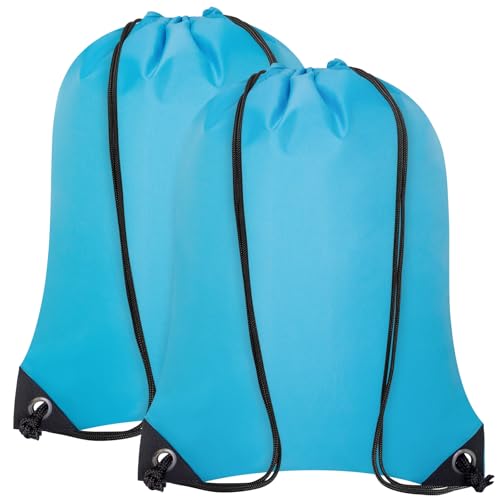 2PCS Drawstring Bags Bulk, String Backpack for Men Women, Cinch Bag Draw String Back Bag for Gym, Sports, Travel, Swimming, Beach, Light blue - color: Light Blue, size: Large