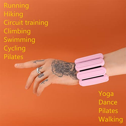 STONESAM Adjustable Wrist & Ankle Weight-Set of 2 (1lb), Wearable Wrist Bracelets for Yoga, Dance, Barre, Pilates, Exercises, Cardio, Aerobics, Walking - color: Pink