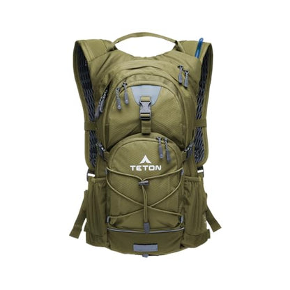 Teton Oasis/Trailrunner Hydration Backpack – Lightweight Water Pack with 2L/3L Bladder for Hiking, Running, Cycling, Biking 18L/22L Sizes – Sewn-in Rain Cover – Fits Men and Women - color: Olive, size: 22 Liters