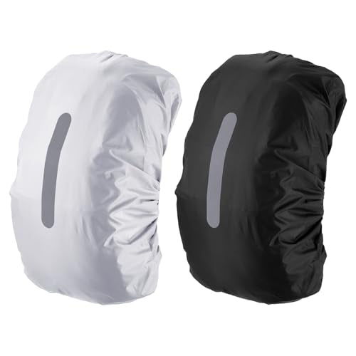 PATIKIL Waterproof Backpack Rain Cover, Non-Slip Backpack Cover with Vertical Reflective Strap Stay Dry - color: Black/Silver, size: XL(65-75L)