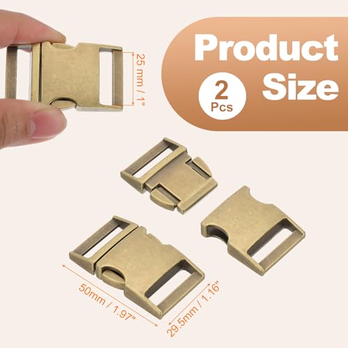 PATIKIL Quick Side Release Buckle, Metal Buckles Replacement No Sewing Snaps Clips Clasps - color: Bronze, size: 1 Inch