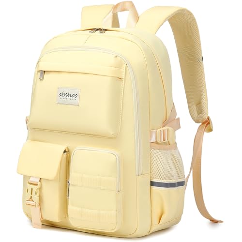 abshoo Big Student Laptop Backpack For College Women Middle High School Teen Girls Bookbag Travel Daypack (Cream) - color: Cream