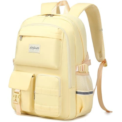 abshoo Big Student Laptop Backpack For College Women Middle High School Teen Girls Bookbag Travel Daypack (Cream) - color: Cream
