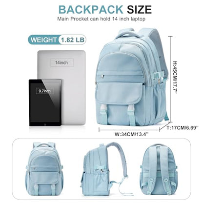 Preppy Middle School Backpack for Teens Girls Boys Waterproof Backpack with Lots of Pockets College Back pack for Women Men Cute School Bag for Students（Blue） - color: A3-blue