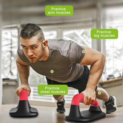 Kipika Push Up Bars, Pushup Stands With Thickened Soft Plastic Handle, Stable and Non-Slip Base, Pushup Handles Perfect for Floor Strength Training - color: C: Black & Red