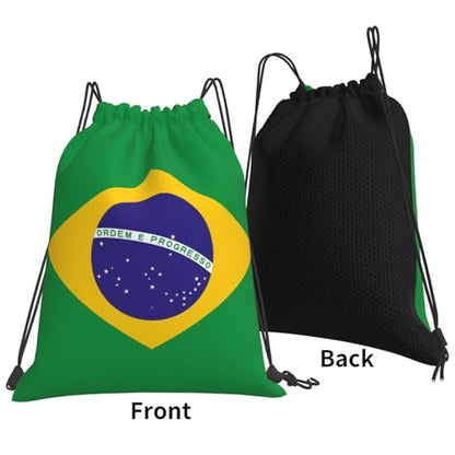 Brazil Flag Drawstring Bag Sport Gym Backpack Beach Travel Sack Draw String Yoga Bag For Men Women - color: Brazil Flag