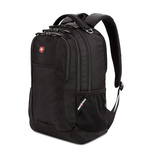 SWISSGEAR Cecil Laptop Backpack, Fits Most 16-Inch Laptops, Three-Compartment Design, Airflow Back Panel, Black, 27.3L, 18-Inch - color: Black