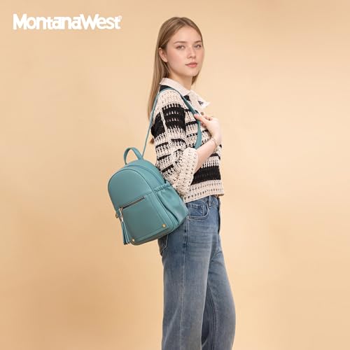 Mini Backpack Purse for Women Anti Theft Backpacks with Secured Zipper and Tassel - color: Mini Turquoise