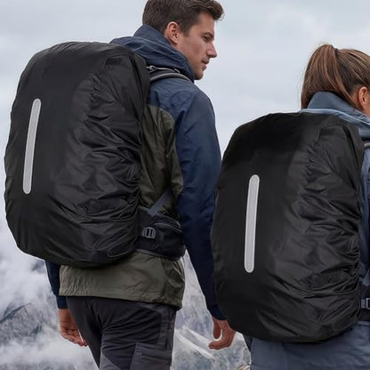 2 Pack Waterproof Backpack Rain Cover,Reflective Rucksack Rain Cover - Heavy-Duty Protection for Hiking, Camping,XL(65L - 75L) - color: black