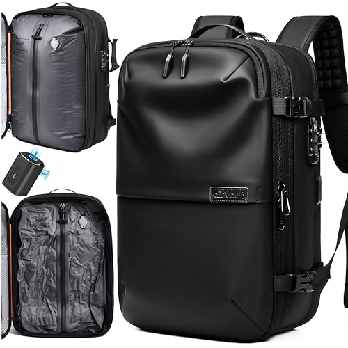 AirVault Vacuum Seal Travel Backpack 60L with Expandable HyperSeal Air Compression Vacuum System Water Resistant TSA Lock (Vacuum Pump Included, Black, 60L) - color: Black