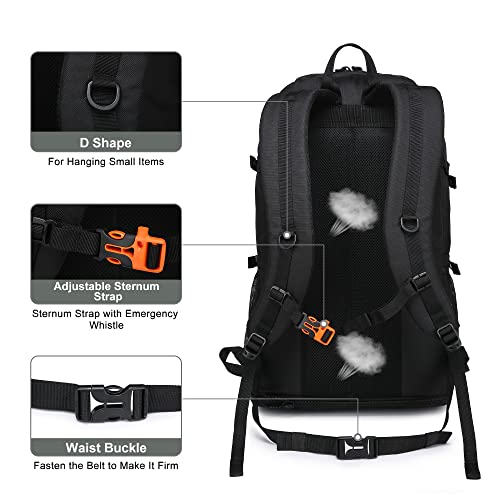 40L/50L Expandable Hiking Backpack for Men and Women, Travel Camping Backpack Flight Approved - color: 40l+10l Grey