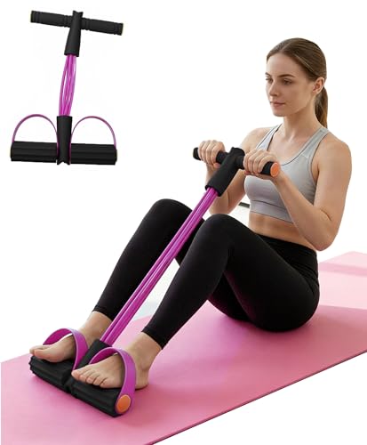Pedal Resistance Bands with Handles, Multifunction Tension Rope for Arm, Leg, Waist and Shoulder Training - color: Pink