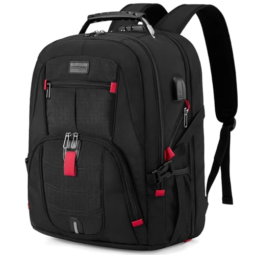 LOVEVOOK 17 Inch Laptop Backpack for Men Women, Waterproof Anti-Theft Travel Backpack with USB Charging Port & Lock Black - color: Black, size: 17 inch