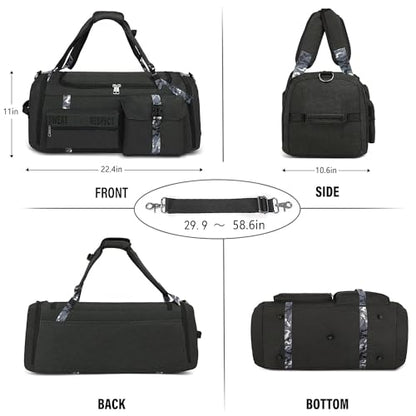 Cico Rider Gym Bags for Men Gym Duffle Bag Backpack 3-Way Sports Duffel Bags for Men with Shoe Compartment & Wet Pocket（Black） - color: BLACK