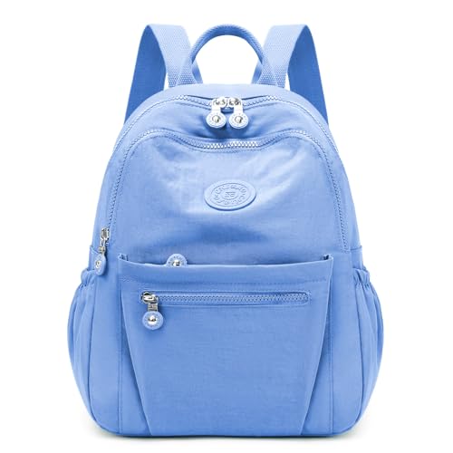 Backpack Purse for Women Ladies Nylon Bag Casual Daypack Travel Shopping Pack (A Style Light Blue) - color: A Style Light Blue