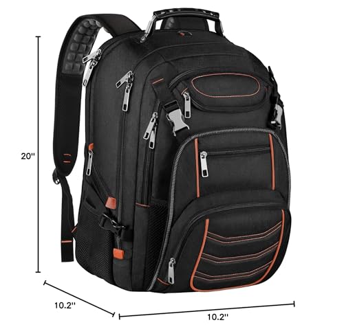 18.4 inch Laptop Backpack, Extra Large Travel Laptop Backpack, Big Capacity TSA Friendly RFID Anti Theft Pocket Heavy Duty Computer Bag for Men Women,21.2*15.5*11.5 inch Orange - color: Rfid 18.4 Inch Orange