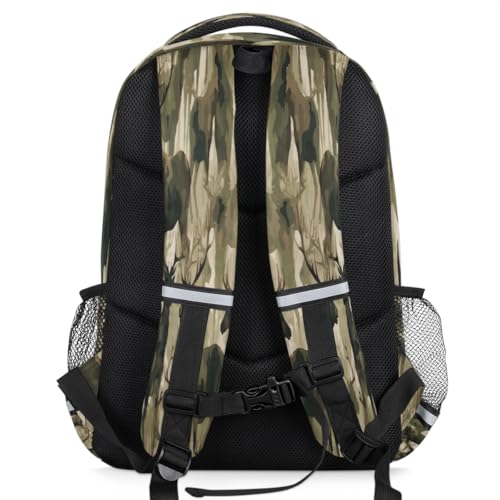 Camouflage Deers Backpack with Chest Strap Reflective Lightweight Travel Hiking Backpack for Men Women Waterproof Daypack Back Pack for Commute Camping