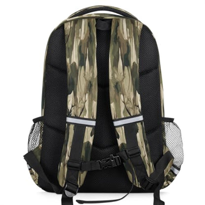 Camouflage Deers Backpack with Chest Strap Reflective Lightweight Travel Hiking Backpack for Men Women Waterproof Daypack Back Pack for Commute Camping