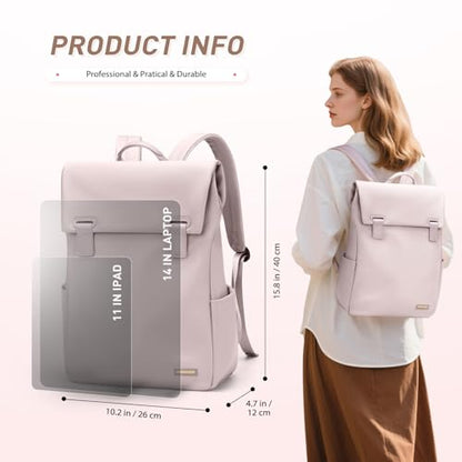 Women Laptop Backpack Computer Backpacks Carry On Waterproof backpack Fits 14Inch Notebook Travel Commute College (Dusty Pink) - color: Dusty Pink, size: 14 Inch