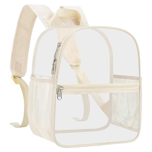USPECLARE Clear Backpack for Stadium Approved 12×6×12, Water proof Clear Bag for Stadium Events and Concert Work Sport Event - color: Creamy, style: Small