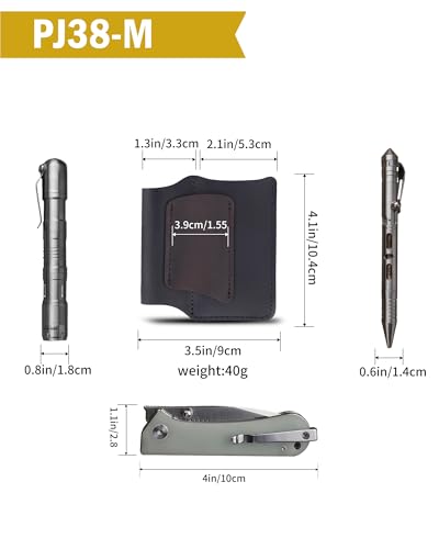 VIPERAED PJ38 Leather Multitool Sheath for Men, 4-in-1 Utility Leather Holster, EDC Pocket Organizer for Pocket Knife Multitool Flashlight and Pen - size: Medium