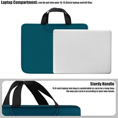 Laptop Sleeve Bag 15.6 Inch, Traveling Briefcase Handle Bag & with Extra Pockets, Computer Protective Case Compatible for 15 15.6 inch HP, Dell, Acer, Asus, Cyan - color: Cyan, size: 15.6 inch