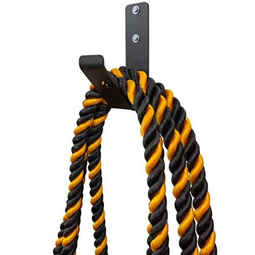 PRx Performance Exercise Rope Storage Hook, USA MADE Wall Mounted Battle Rope Holder, Home or Commercial Gym Accessory, Heavy Duty Steel, Black Powder Coated