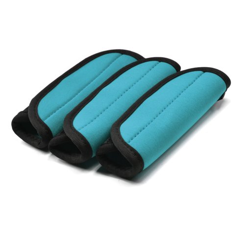 Cosmos Pack of 3 Neoprene Luggage Handle Wrap Handle Grip Luggage Identifier for Travel Bag Luggage Suitcase (Aqua Blue Color) - color: Aqua Blue