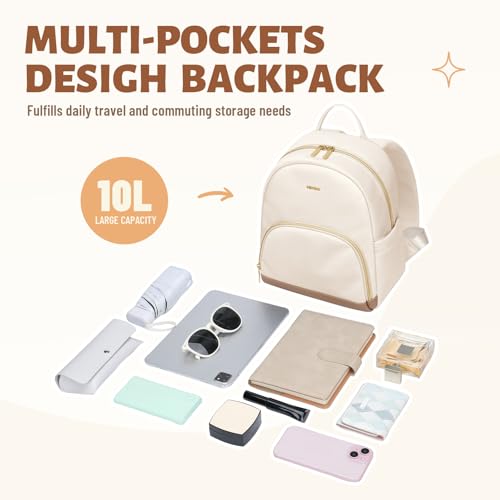 MDODO Small Backpack for Women Lightweight Stylish Mini Backpack Daypack Purses Cute Bookbag for Casual College Travel Daily,fit 10.9Inch iPad,Beige - color: Beige
