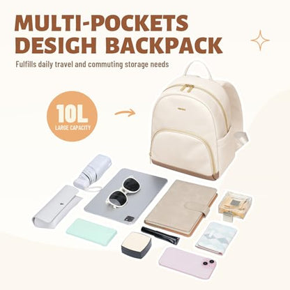 MDODO Small Backpack for Women Lightweight Stylish Mini Backpack Daypack Purses Cute Bookbag for Casual College Travel Daily,fit 10.9Inch iPad,Beige - color: Beige