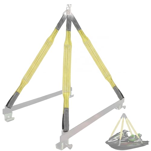 4 Pcs Watercraft Lift Sling 6600 Lbs Flat Lifting Sling 44'' Tow Straps Heavy Duty Boat Hoist Straps Yellow for Personal Life Rafts PWC