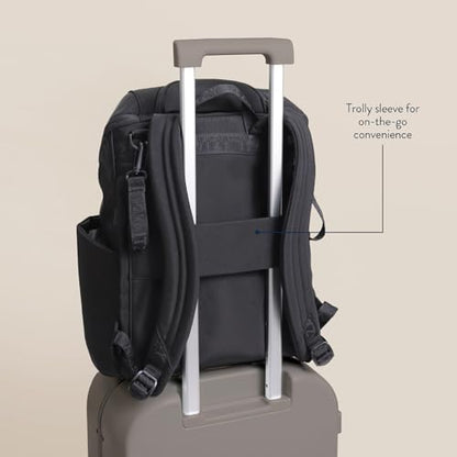 Itzy Ritzy Belong Bucket Backpack – Lightweight Diaper Bag Backpack Featuring 16 Pockets, Bucket Top Opening, Stroller Straps & Changing Pad – Organized and Stylish Everyday Family Backpack (Black) - color: Black