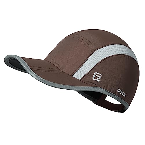 GADIEMKENSD Reflective Folding Outdoor Hat Unstructured Design UPF 50+ Sun Protection Sport Hats for Womens and Mens - color: Coffee Brown