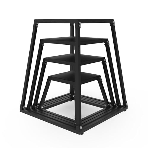 Garvee Steel Plyo Box for Exercise, Plyometric Jumping Box Metal Exercise Step Up Box with Anti-Slip Surface for Home Gym Training,Single and Set - color: Black, size: 12/18/24/30 Inch