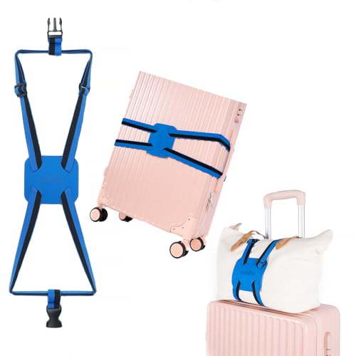 Luggage Straps for Suitcases, Travel Accessories to Connect Two Suitcase, Add A Bag Luggage Strap for Carry On Luggages Adjustable Buckle Belt (Black/Blue-1pcs) - color: Black/Blue-1pcs