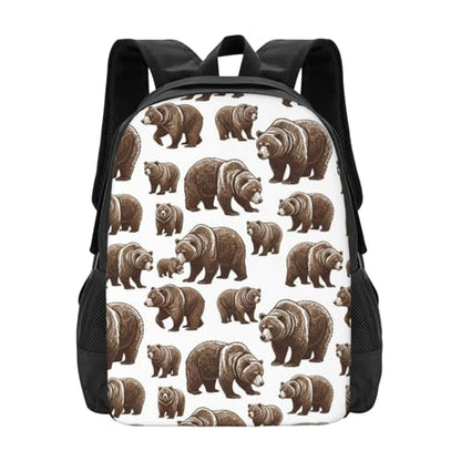 Sturdy Polyester Shoulder Pack Cute Bears, Anti Theft Spacious Camping Rucksack Casual Daily Bag for Men Women Fitness Outdoor Activity - color: Design (1329)