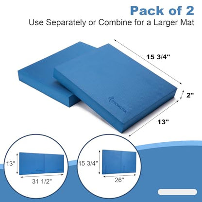 StrongTek Professional Foam Exercise Balance Pad - 15.8" x 13" x 2", High-Density TPE Foam Knee Pad, Non-Slip & Water-Resistant, for Balance Training, Physical Therapy, Yoga, and More - color: Blue-Set of 2